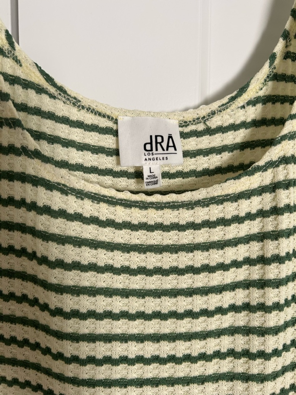dRA Los Angeles Audrey Fit & Flare Tank Pistachio Cream Stripe Midi Dress, Large - Picture 5 of 5